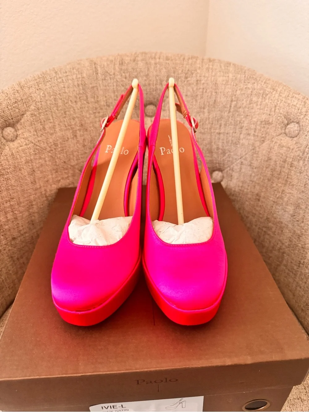 Linea  Paolo Women’s Fuchsia Platform Slingback Pumps size 6.5 NWT